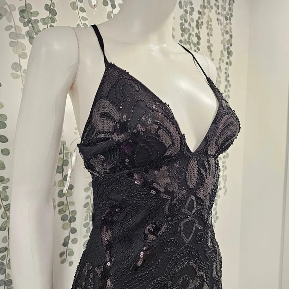 Lulus Spread the Magic Black Sequin Lace-Up Bodycon Mini Dress Sz S - Picture 4 of 11
